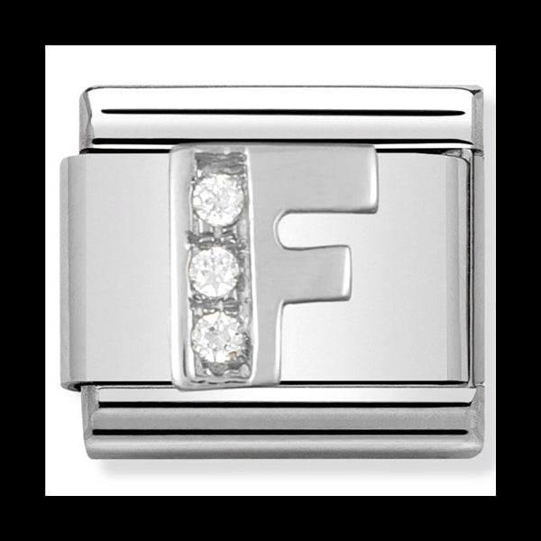 Class Alph St/Steel Cz And Silver 925 Letter F