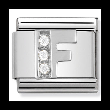 Class Alph St/Steel Cz And Silver 925 Letter F