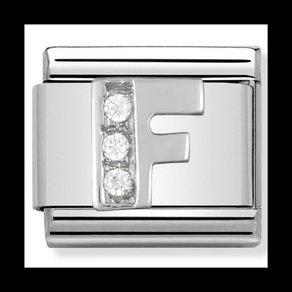 Class Alph St/Steel Cz And Silver 925 Letter F