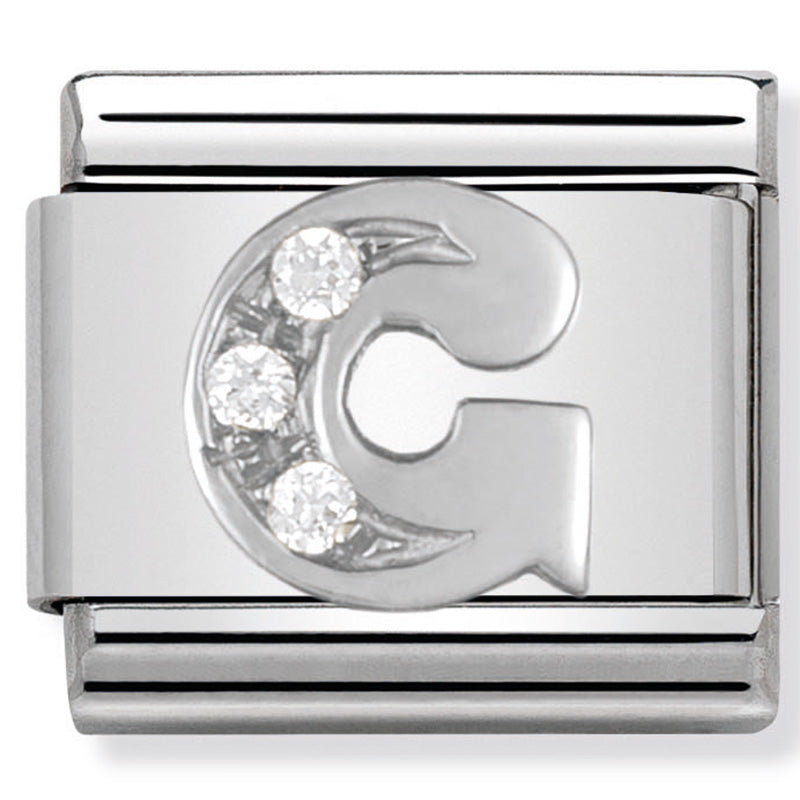 Classic Alph St/Steel Cz And Silver 925 Letter G