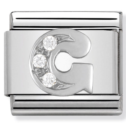 Classic Alph St/Steel Cz And Silver 925 Letter G