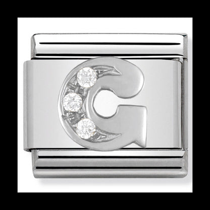 Classic Alph St/Steel Cz And Silver 925 Letter G