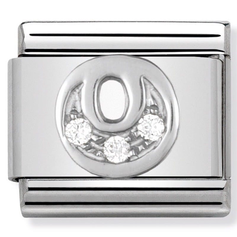 Classic Alph St/Steel Cz And Silver 925 Letter O
