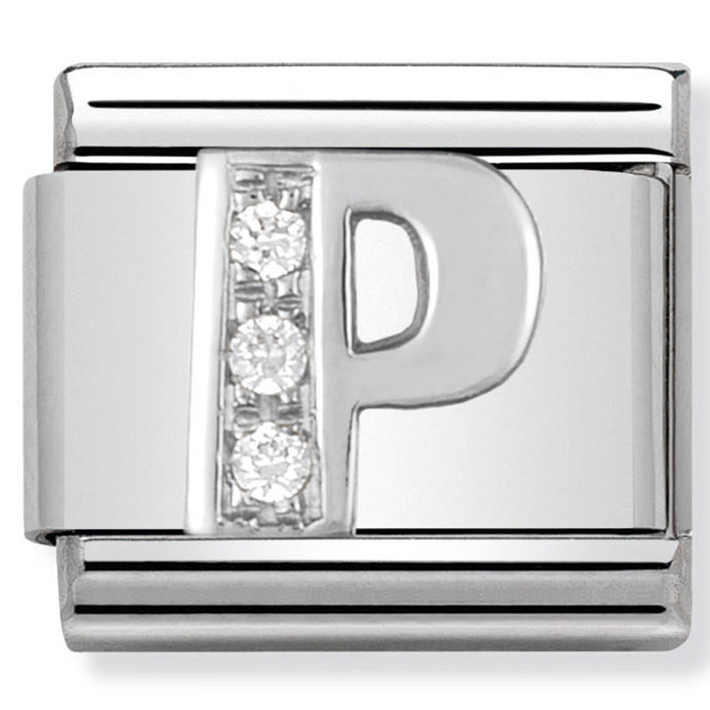 Classic Alph St/Steel Cz And Silver 925 Letter P