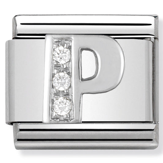 Classic Alph St/Steel Cz And Silver 925 Letter P