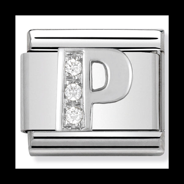 Classic Alph St/Steel Cz And Silver 925 Letter P