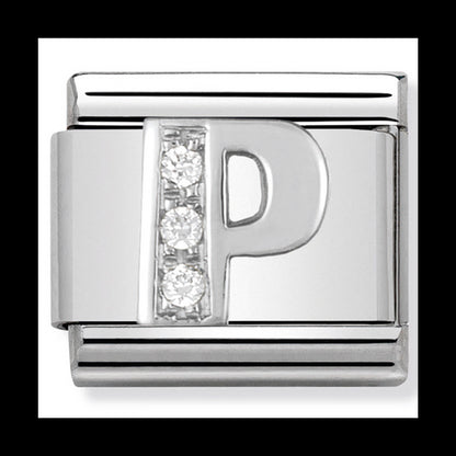 Classic Alph St/Steel Cz And Silver 925 Letter P