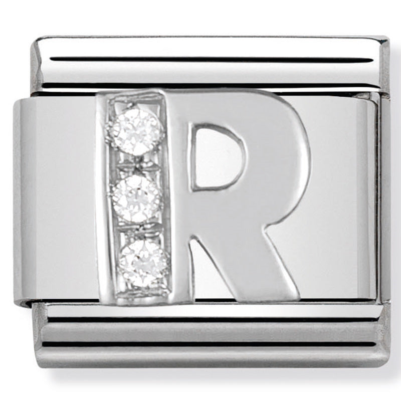 Classic Alph St/St Cz And Silver 925 Letter R