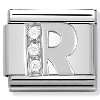 Classic Alph St/St Cz And Silver 925 Letter R