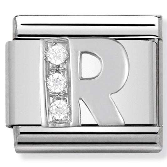 Classic Alph St/St Cz And Silver 925 Letter R