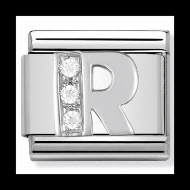 Classic Alph St/St Cz And Silver 925 Letter R