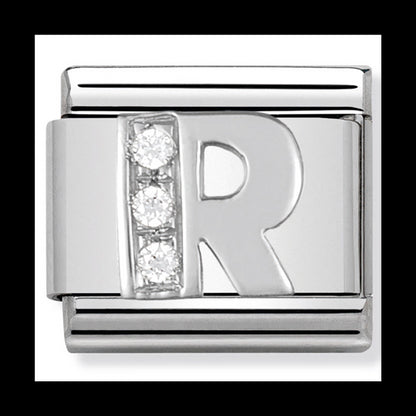 Classic Alph St/St Cz And Silver 925 Letter R