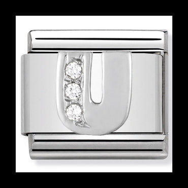 Classic Alph St/Steel Cz And Silver 925 Letter U