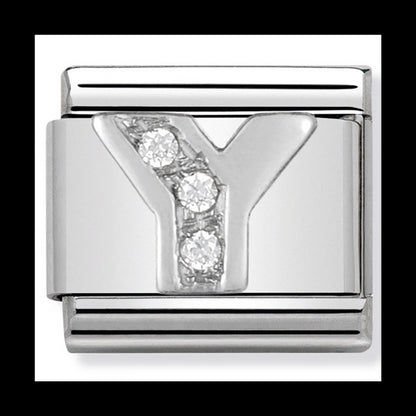 Classic Alph St Steel Cz And Silver 925 Letter Y