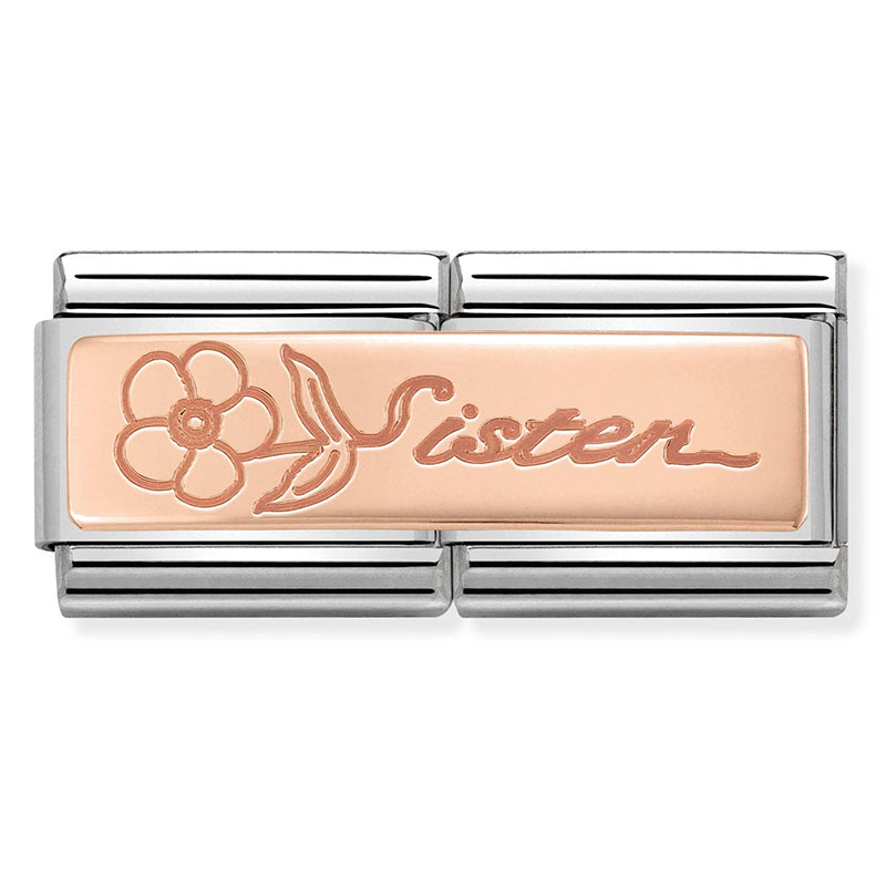 D Sister With Flowerengraved St/Steel And 9Ct