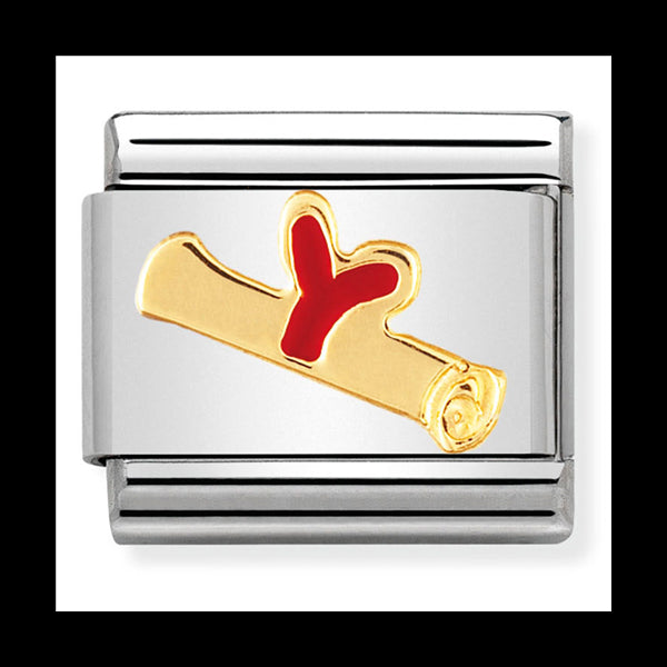 Scroll Back To School St/Steel Enamel And 18Ct Gold