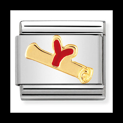 Scroll Back To School St/Steel Enamel And 18Ct Gold