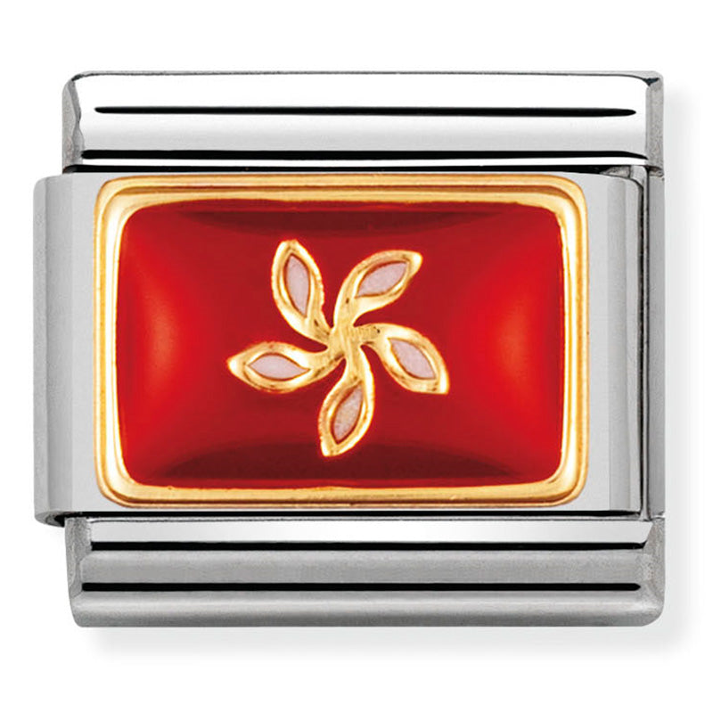 Glassic Asia Flag St/Steel Enamel And 18Ct Gold