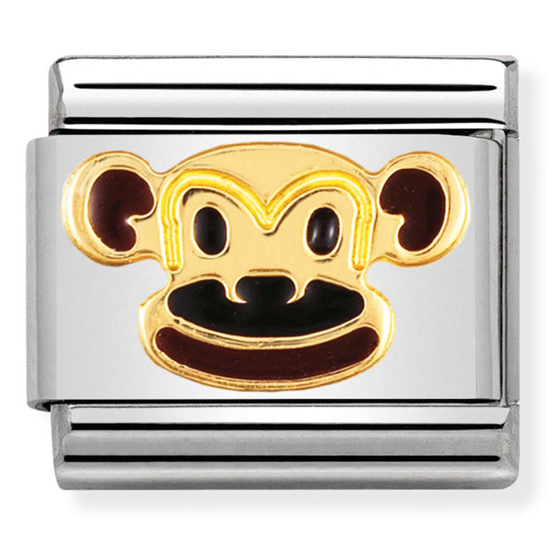 NOM-030248 12 COMP Classic EARTH ANIMALS st/steel, enamel & 18ct gold (Monkey)