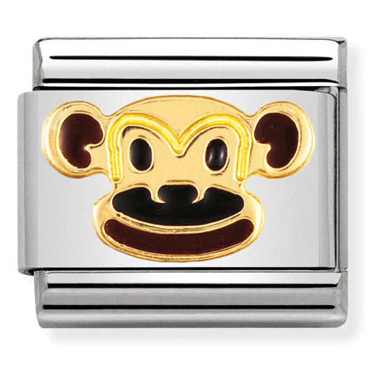 NOM-030248 12 COMP Classic EARTH ANIMALS st/steel, enamel & 18ct gold (Monkey)