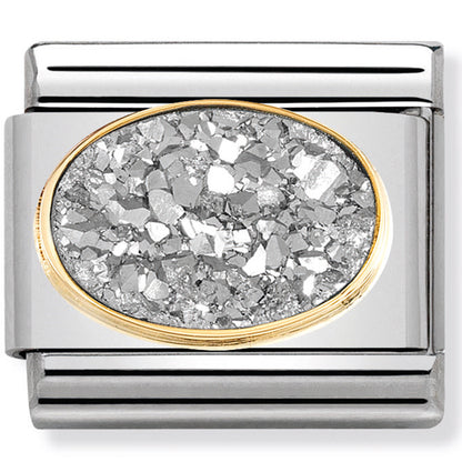 NOM 030518 01 COMP Classic DRUSY st/steel, stones & 18ct y/g (Agate Drusy Silver Moon)