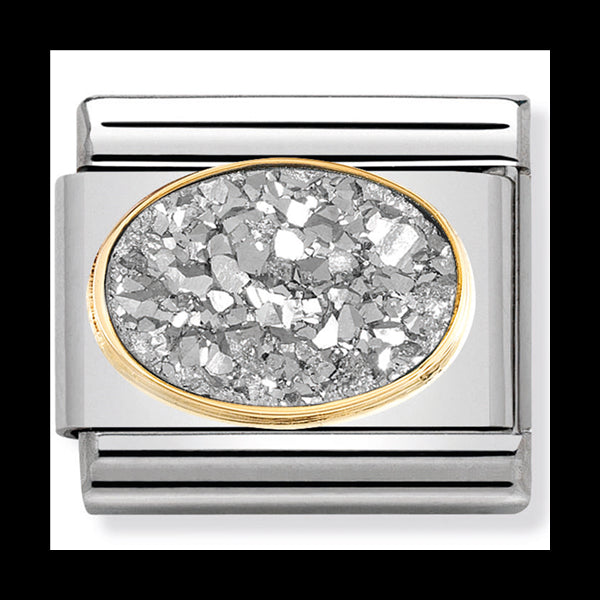 NOM 030518 01 COMP Classic DRUSY st/steel, stones & 18ct y/g (Agate Drusy Silver Moon)