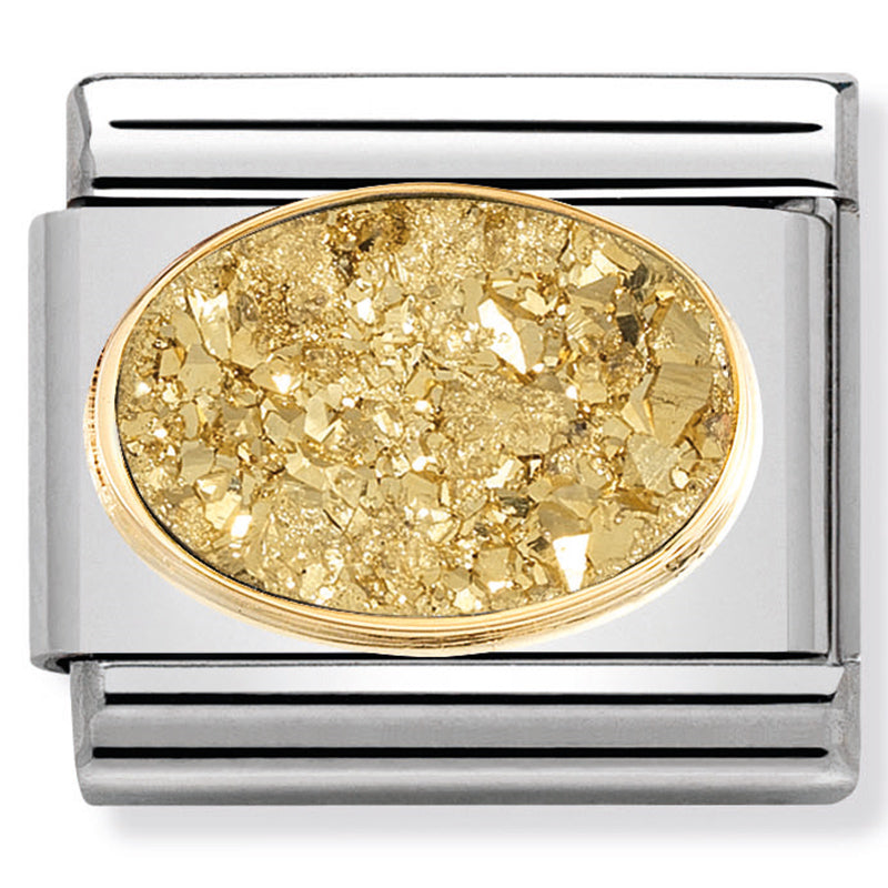 NOM 030518 02 COMP Classic DRUSY st/steel, stones & 18ct y/g (Yellow Gold)