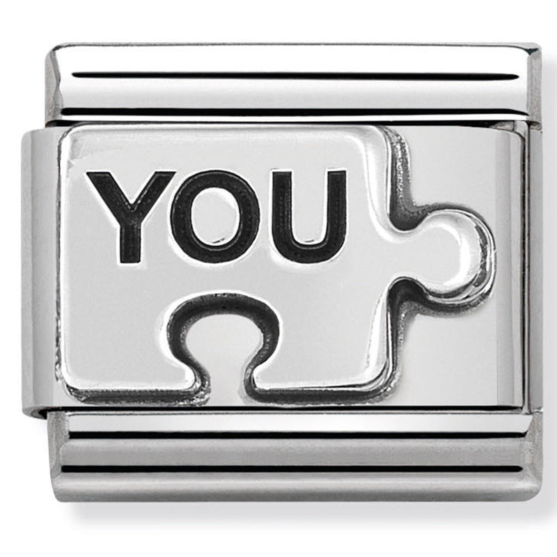 NOM-330101 40 COMP Classic OXIDISED SYMBOLS st/steel & sterling silver (YOU puzzle(You Me))
