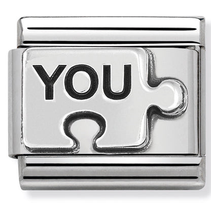 NOM-330101 40 COMP Classic OXIDISED SYMBOLS st/steel & sterling silver (YOU puzzle(You Me))