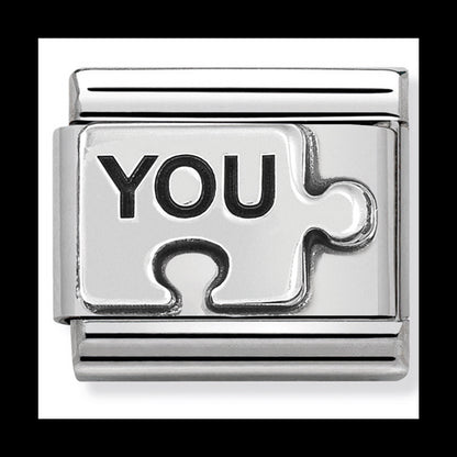 NOM-330101 40 COMP Classic OXIDISED SYMBOLS st/steel & sterling silver (YOU puzzle(You Me))