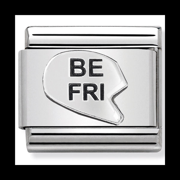 Nom-330101 42 Comp Classic Oxidised Symbols St/Steel & Sterling Silver (Be-Fri Heart(Best Friend))