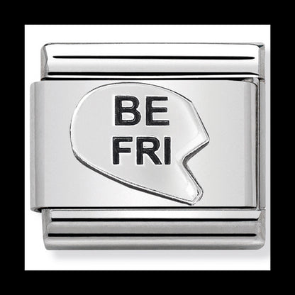Nom-330101 42 Comp Classic Oxidised Symbols St/Steel & Sterling Silver (Be-Fri Heart(Best Friend))