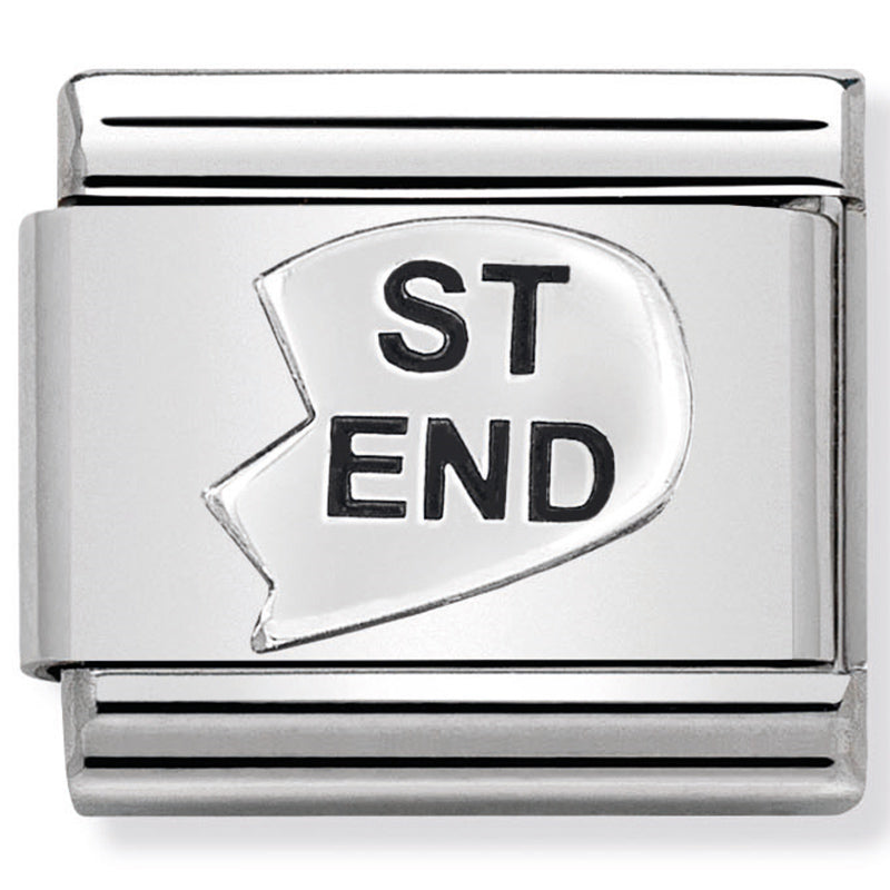 Nom-330101 43 Comp Classic Oxidised Symbols St/Steel & Sterling Silver (St-End Heart(Best Friend))