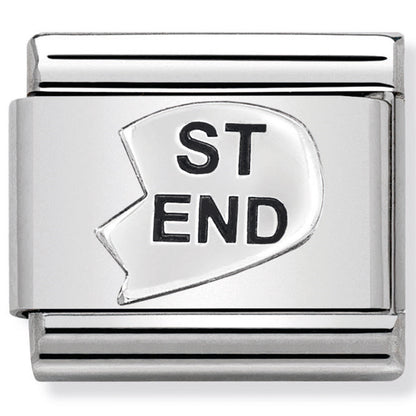 Nom-330101 43 Comp Classic Oxidised Symbols St/Steel & Sterling Silver (St-End Heart(Best Friend))