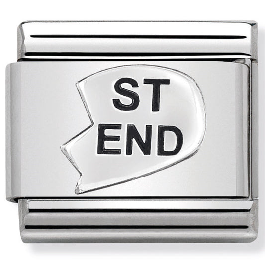 Nom-330101 43 Comp Classic Oxidised Symbols St/Steel & Sterling Silver (St-End Heart(Best Friend))