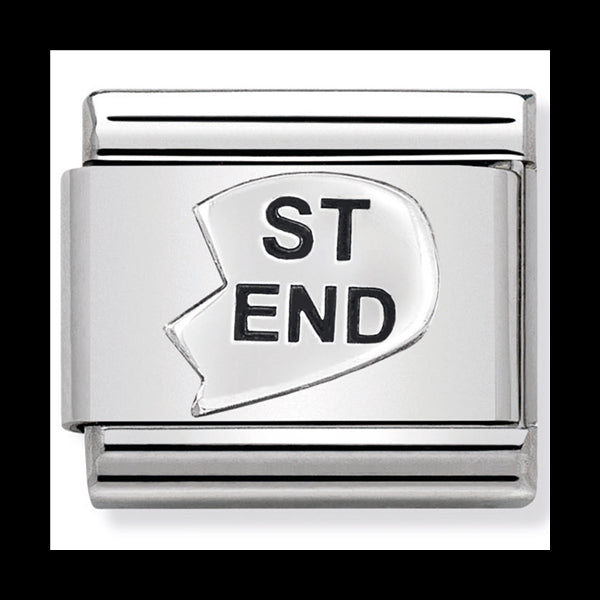 Nom-330101 43 Comp Classic Oxidised Symbols St/Steel & Sterling Silver (St-End Heart(Best Friend))