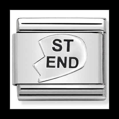 Nom-330101 43 Comp Classic Oxidised Symbols St/Steel & Sterling Silver (St-End Heart(Best Friend))