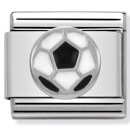 Nom-330202 13 Comp Classic Symbols St/Steel, Enamel & Silver 925 (Soccer Ball)