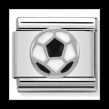 Nom-330202 13 Comp Classic Symbols St/Steel, Enamel & Silver 925 (Soccer Ball)