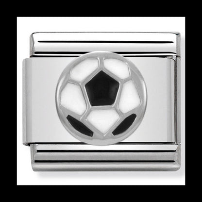 Nom-330202 13 Comp Classic Symbols St/Steel, Enamel & Silver 925 (Soccer Ball)