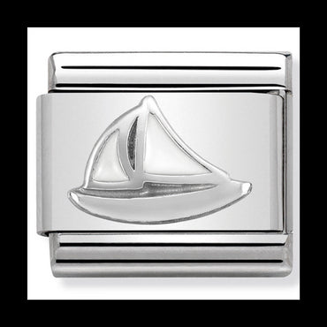 NOM-330202 47 COMP Classic SYMBOLS st/steel, enamel & silver 925 (Sail Boat)