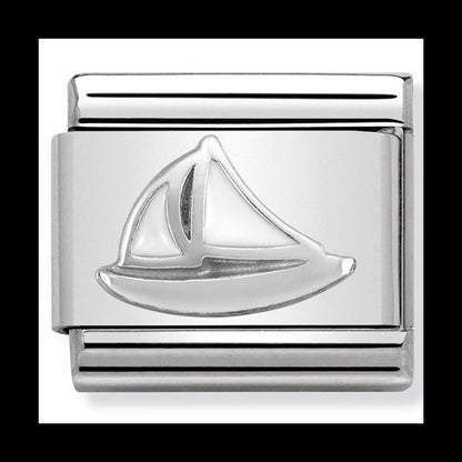 NOM-330202 47 COMP Classic SYMBOLS st/steel, enamel & silver 925 (Sail Boat)