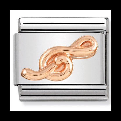 Nom-430106 13 Comp Classic Relief Symbols St/Steel & 9Ct Rose Gold (Treble Clef)