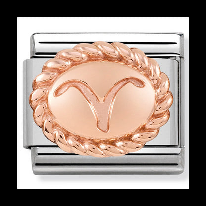 Nom-430109 01 Oval Zodiac Composable Classic St/St & 9Ct Rose Gold (Aries)