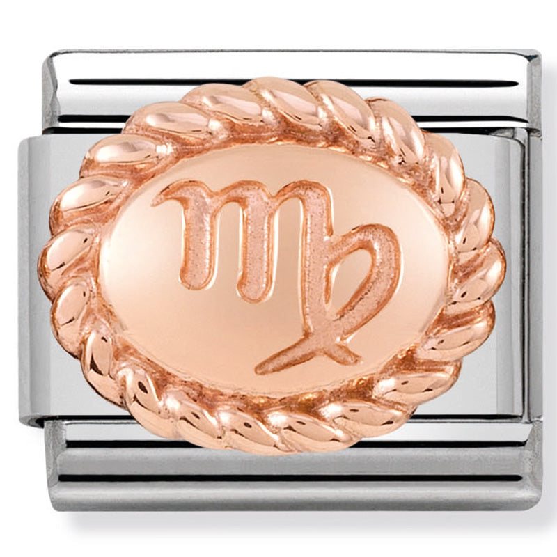 Nom-430109 06 Oval Zodiac Composable Classic St/St & 9Ct Rose Gold (Virgo)