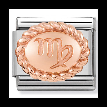 Nom-430109 06 Oval Zodiac Composable Classic St/St & 9Ct Rose Gold (Virgo)