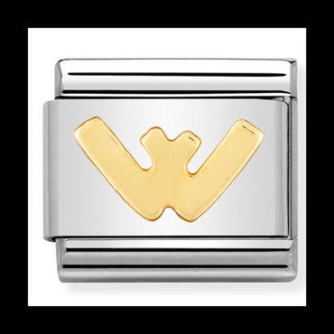 NOM-030101 23- LETTERS composable classic st/st & 18ct gold (Letter W)