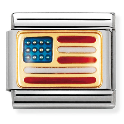 Nom-030235 04 Comp Classic America Flag St/Steel, Enamel & 18Ct Gold