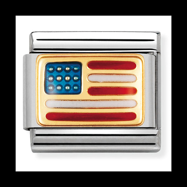 Nom-030235 04 Comp Classic America Flag St/Steel, Enamel & 18Ct Gold
