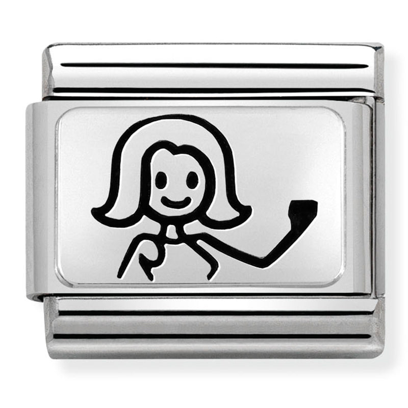 Nom-330109 46 Comp Classic Oxidised Plates 2 St/Steel & Silver 925 (Mum Stick Figure)